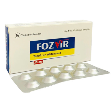 Thuốc Fozvir 25mg điều trị viêm gan B (1 vỉ x 10 viên)