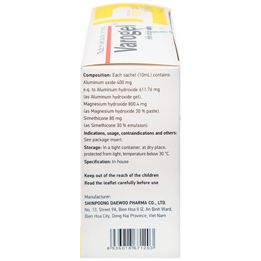 Thuốc VAROGEL S hỗ trợ điều trị viêm loét dạ dày (Hộp 20 gói)