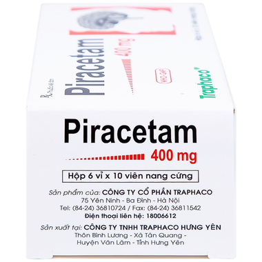 Viên nang cứng Piracetam 400mg Traphaco điều trị triệu chứng chóng mặt, suy giảm trí nhớ (6 vỉ x 10 viên)