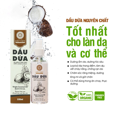 Dầu Dừa Đất Việt Bảo Vệ Sức Khoẻ Tim Mạch, Giảm Viêm Nhiễm Và Làm Đẹp (Chai 100ml)