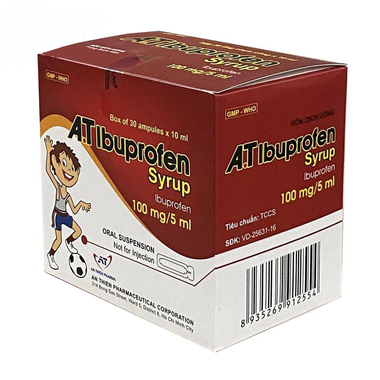 Thuốc A.T Ibuprofen 100mg Giảm Đau, Kháng Viêm, Hạ Sốt (Hộp 30 Ống X 5ml)