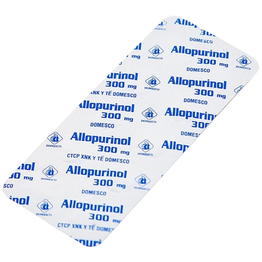 Thuốc Allopurinol 300mg Domesco điều trị tăng acid uric máu, gout mạn tính (2 vỉ x 10 viên)