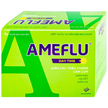 Ameflu Day Time dùng để làm giảm các triệu chứng trong cảm lạnh và cảm cúm như sốt, ho, đau họng, nhức đầu, sung huyết mũi (nghẹt mũi), làm loãng đàm (chất nhầy) và làm loãng dịch tiết phế quản giúp dễ ho hơn.
