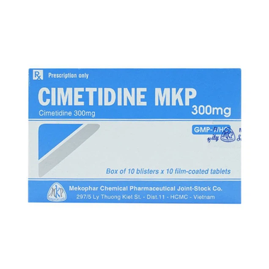 Thuốc Cimetidine MKP 300mg Mekophar điều trị ngắn hạn loét dạ dày, tá tràng tiến triển (10 vỉ x 10 viên)