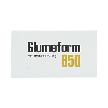 Thuốc Glumeform 850 của Công ty TNHH MTV Dược phẩm DHG, có thành phần chính là metformin HCI. Thuốc dùng để điều trị đái tháo đường tuýp 2.