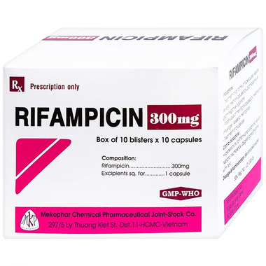 Thuốc Rifampicin 300 mg được sản xuất bởi Công ty Cổ phần Hóa – Dược phẩm Mekophar, với thành phần chính Rifampicin, được dùng để điều trị lao, phong, dự phòng viêm não do Heamophilus influenzae, Neisseria meningitidis và điều trị bệnh do Brucella.