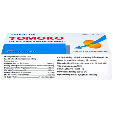 Thuốc Tomoko Mediplantex điều trị trĩ, đi ngoài ra máu, đại tràng táo nhiệt