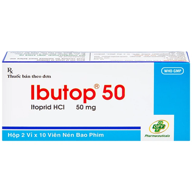 Thuốc Ibutop 50 điều trị viêm dạ dày, chướng bụng, đau bụng, chán ăn, ợ nóng (2 vỉ x 10 viên)