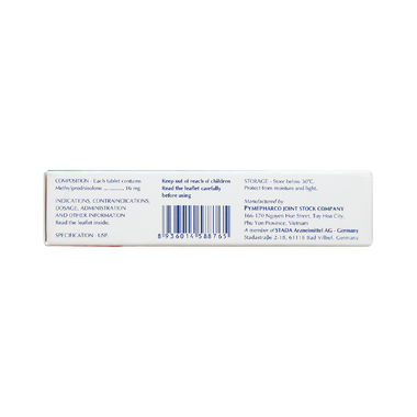 Thuốc Methylprednisolone STADA 16mg kháng viêm, ức chế miễn dịch (3 vỉ x 10 viên)