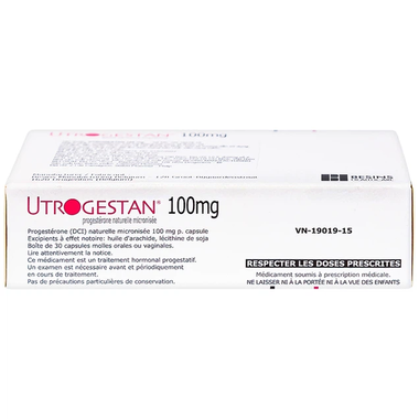 Thuốc Utrogestan 100mg bổ sung nội tiết tố trong bệnh lý sản phụ khoa (2 vỉ x 15 viên)