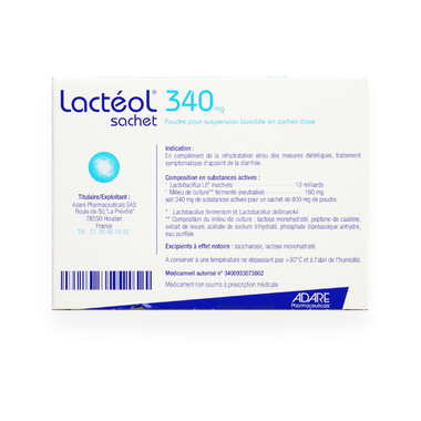 Bột pha hỗn dịch uống Lactéol 340mg điều trị tiêu chảy 10 gói