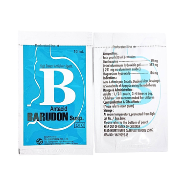Hỗn dịch Barudon hỗ trợ giảm đau nhanh trong viêm dạ dày, loét dạ dày - tá tràng (Hộp 20 gói )