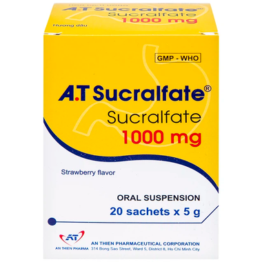 Hỗn dịch uống A.T Sucralfate 1000mg điều trị loét dạ dày tá tràng (20 gói x 5g)
