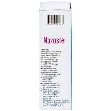 Hỗn dịch xịt mũi Nazoster 0.05% Nasal Spray Santa điều trị viêm mũi dị ứng