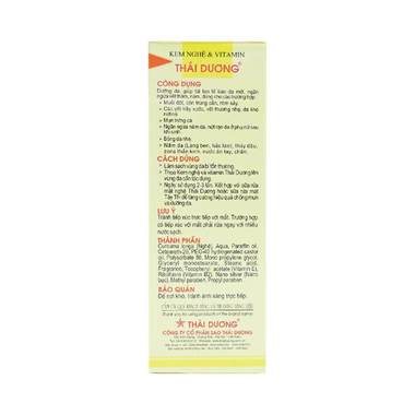 Kem nghệ và vitamin Thái Dương Nano Bạc dưỡng da, nhanh liền sẹo, mờ vết thâm, nám (20g)