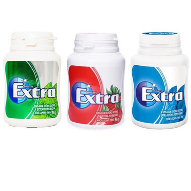 Kẹo sing-gum không đường Extra hương Dâu ngăn ngừa sâu răng, làm thơm miệng, mát họng (40 viên x 56g)