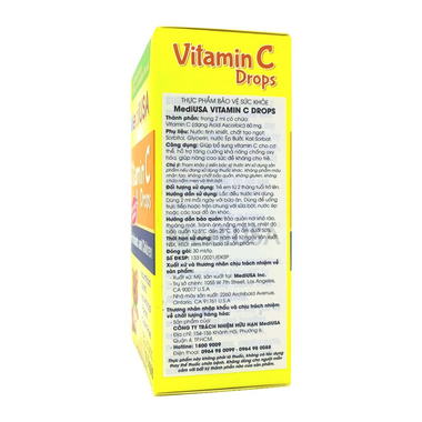 Thực phẩm bảo vệ sức khỏe MediUSA Vitamin C Drops (30ml)