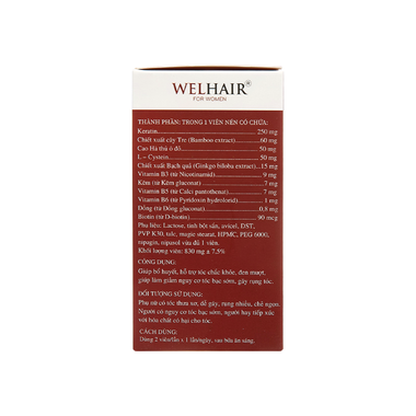 Thực phẩm bảo vệ sức khỏe Welhair For Women (30 viên)