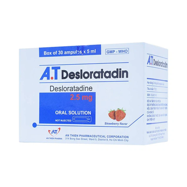 Thuốc A.T Desloratadin 2.5mg An Thiên giảm viêm mũi dị ứng, nổi mày đay mạn tính (30 ống x 5ml)