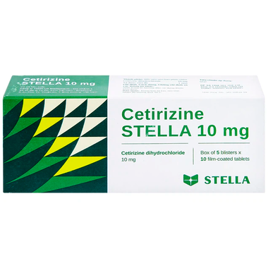 Thuốc Cetirizine Stella 10mg giảm viêm mũi dị ứng, mày đay (5 vỉ x 10 viên)
