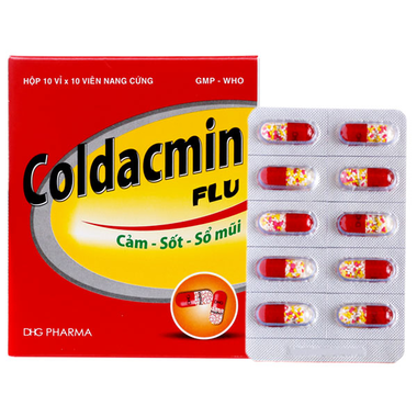 Thuốc Coldacmin Flu DHG điều trị triệu chứng cảm sốt, nhức đầu, đau nhức cơ bắp (10 vỉ x 10 viên)