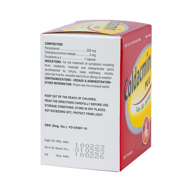Thuốc Coldacmin Flu DHG điều trị triệu chứng cảm sốt, nhức đầu, đau nhức cơ bắp (10 vỉ x 10 viên)