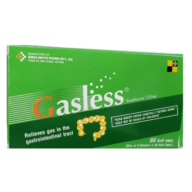 Thuốc Gasless 125mg điều trị đầy hơi, khó tiêu (6 vỉ x 10 viên)