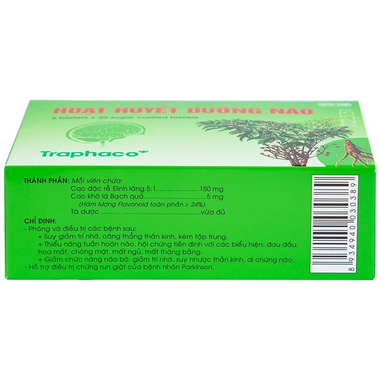 Thuốc Hoạt Huyết Dưỡng Não bao đường Traphaco hỗ trợ điều trị suy giảm trí nhớ