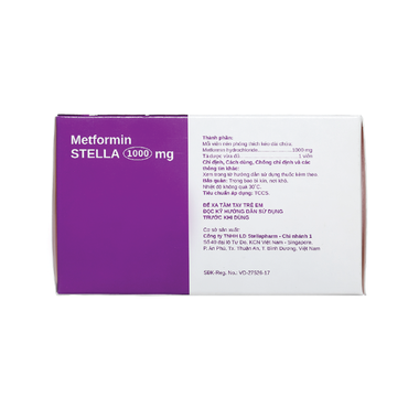 Thuốc Metformin 1000mg hỗ trợ điều trị đái tháo đường tuýp 2 (60 viên)