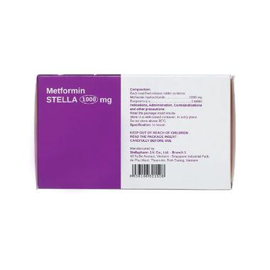 Thuốc Metformin 1000mg hỗ trợ điều trị đái tháo đường tuýp 2 (60 viên)