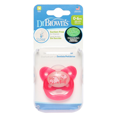 Ty ngậm Dr. Brown's 100% silicone màu hồng