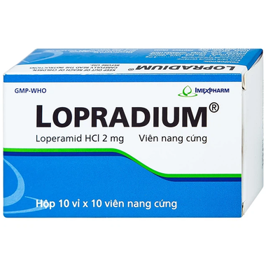 Viên nang cứng Lopradium 2mg Imexpharm điều trị tiêu chảy cấp, bù nước và chất điện giải (10 vỉ x 10 viên)