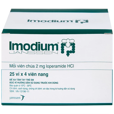 Thuốc Imodium 2mg Janssen điều trị tiêu chảy cấp (25 vỉ x 4 viên)