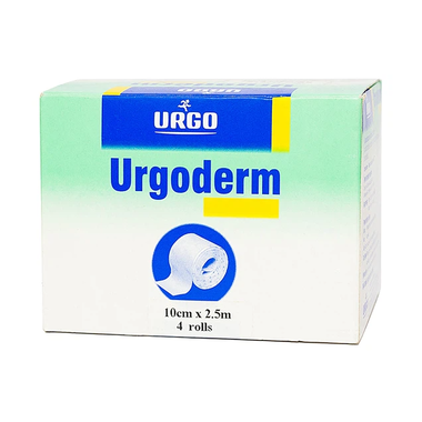 Băng cuộn co giãn không đan dệt Urgoderm size 10cm x 2.5m đảm bảo cố định chắc chắn bông gạc và các y cụ (1 cuộn)