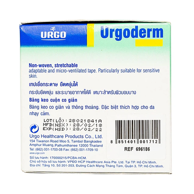 Băng cuộn co giãn không đan dệt Urgoderm size 10cm x 2.5m đảm bảo cố định chắc chắn bông gạc và các y cụ (1 cuộn)