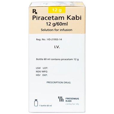 Dịch truyền Piracetam Kabi 12g/60ml Fresenius Kabi điều trị triệu chứng chóng mặt (60ml)