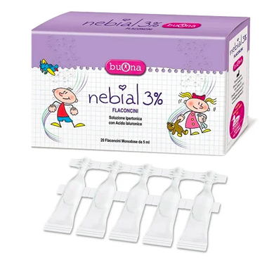 Dung Dịch Muối Ưu Trương Nhỏ Mũi Buona Nebial 3% Giảm Khô Mũi, Chống Sung Huyết Mũi (Hộp 20 Ống)
