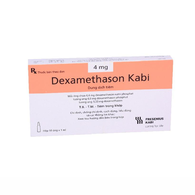 Dung dịch tiêm Dexamethasone 4mg/ml KABI điều trị trạng thái hen, bệnh dị ứng nặng (10 ống x 1ml)