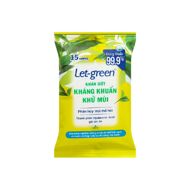 Khăn ướt Let-green kháng khuẩn khử mùi gói 15 miếng