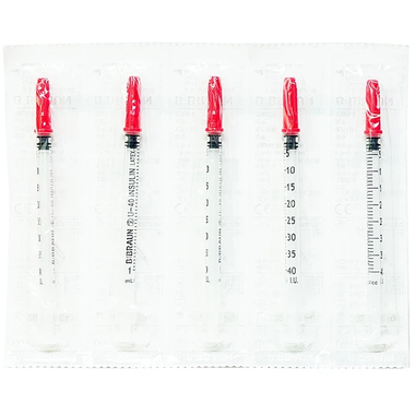 Kim tiêm tiểu đường B.Braun Omnican 1ml/40 I.U màu đỏ dùng cho người tiểu đường (100 cái)