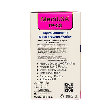 Máy đo huyết áp bắp tay tự động MediUSA TP-33 hỗ trợ đo huyết áp và nhịp tim