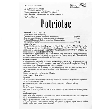 Thuốc bôi ngoài da Potriolac điều trị vảy nến mảng, mức độ nhẹ đến vừa (15g)