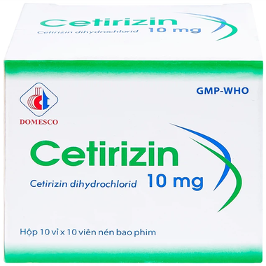 Thuốc Cetirizin 10mg hỗ trợ điều trị viêm mũi dị ứng, mày đay