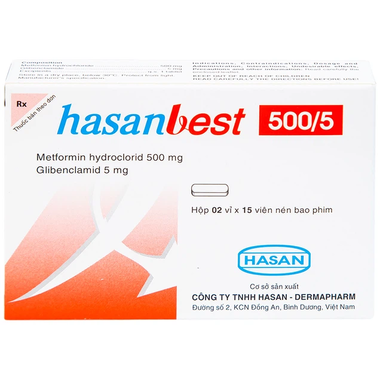 Thuốc Hasanbest 500/5 trị đái tháo đường tuýp 2 (2 vỉ x 15 viên)