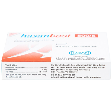 Thuốc Hasanbest 500/5 trị đái tháo đường tuýp 2 (2 vỉ x 15 viên)