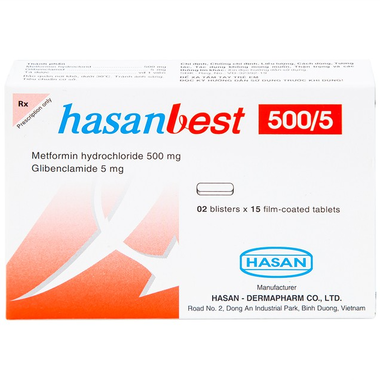 Thuốc Hasanbest 500/5 trị đái tháo đường tuýp 2 (2 vỉ x 15 viên)