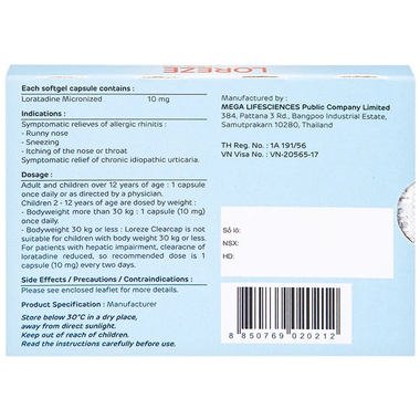 Thuốc Loreze 10mg hỗ trợ điều trị viêm mũi dị ứng, mày đay