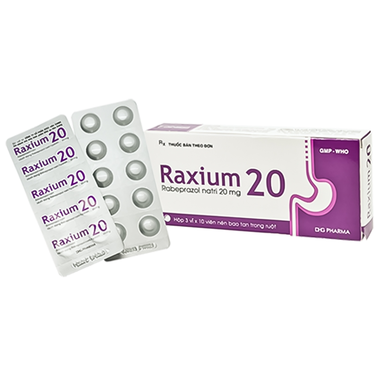 Thuốc Raxium 20 điều trị loét dạ dày, tá tràng (3 vỉ x 10 viên)