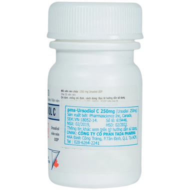 Thuốc Ursodiol hỗ trợ điều trị xơ gan ứ mật, làm tan sỏi mật (Chai 30 viên)