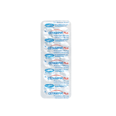 Viên nén Cetampir Plus 400mg/25mg SaVipharm điều trị rối loạn thiểu năng vỏ não, động kinh, giảm trí nhớ (3 vỉ x 10 viên)